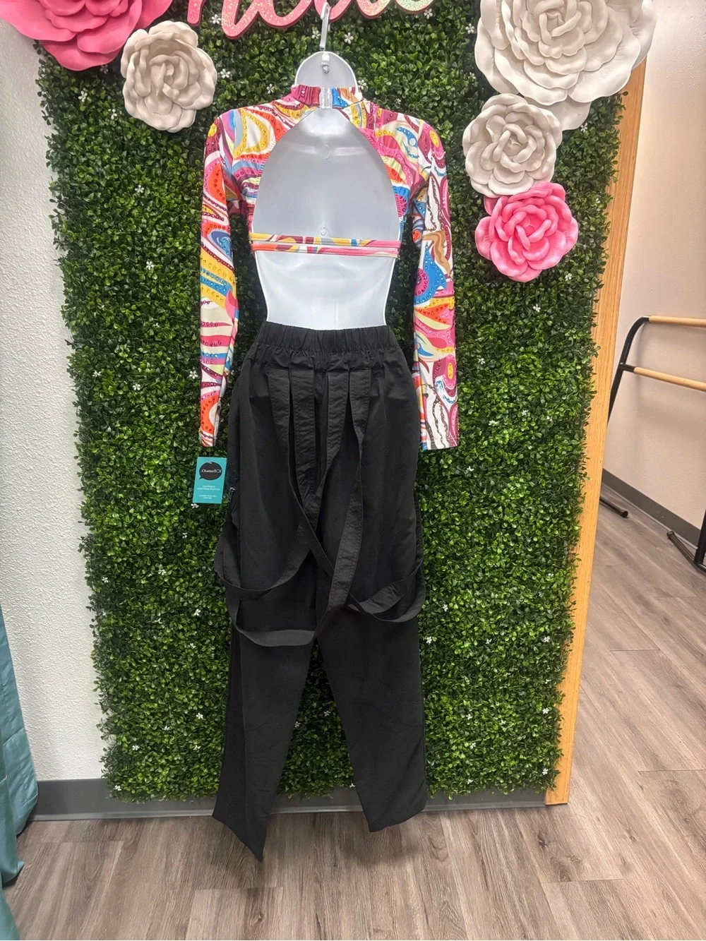 Glamour Multicolor Paisley Crop Top with Black Utility Pants